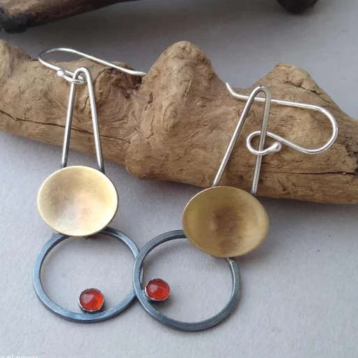 Retro Gold Hoop Drop Earrings