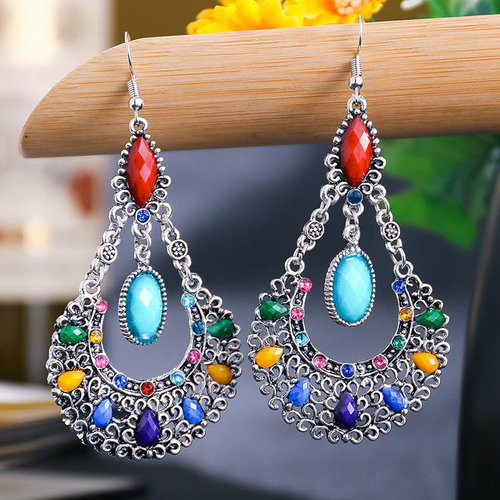 Retro Mandala Stone Drop Earrings