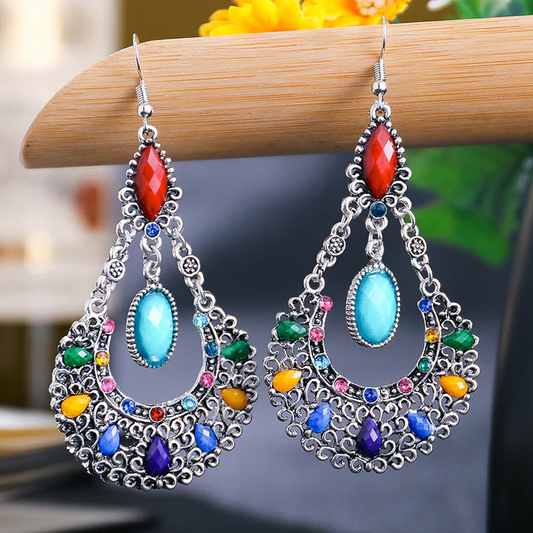 Retro Mandala Stone Drop Earrings