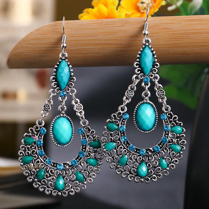 Retro Mandala Stone Drop Earrings