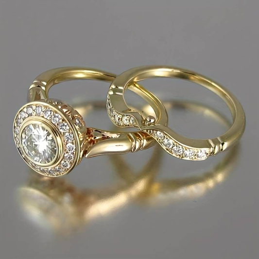 Classic Gold & Zirconia Ring Set (Buy One, Get One Free)