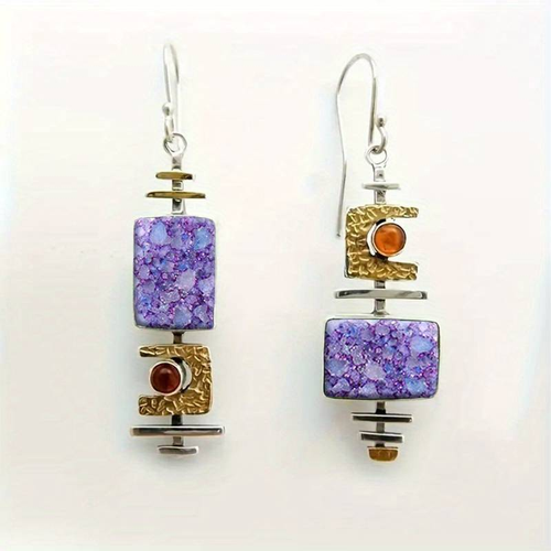 Antique Purple Gemstone Earrings