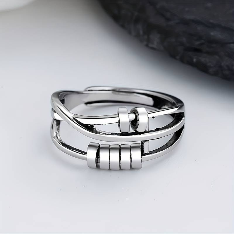 Antique Silver Layered Tree Ring