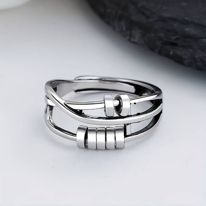 Antique Silver Layered Tree Ring