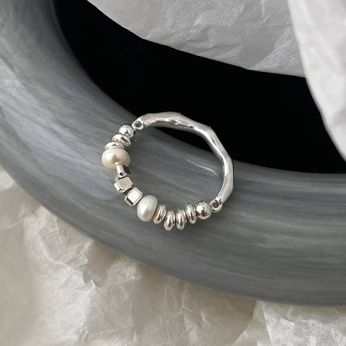 Classic Silver Ring with Pearl Accents