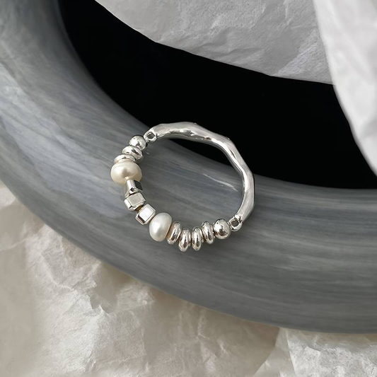 Classic Silver Ring with Pearl Accents