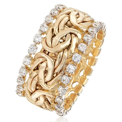 Retro Gold Braided Zirconia Ring