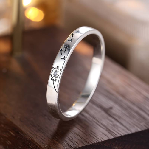 Antique Silver Dandelion Ring