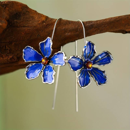 Retro Floral Blue Earrings