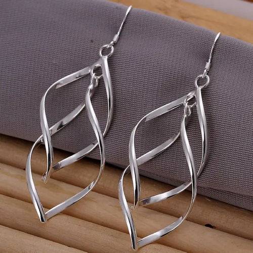 Antique-Style Hollow Silver Drop Earrings