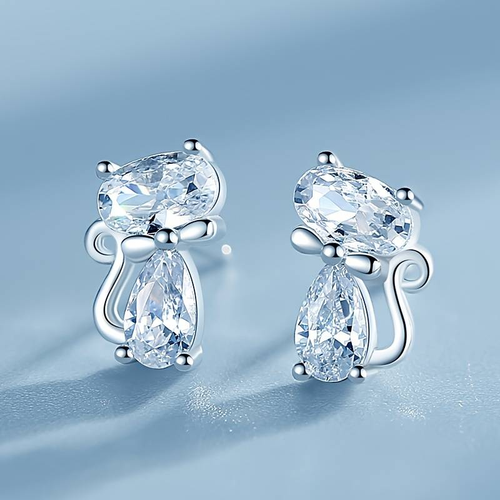 Retro Zirconia Cat Earrings