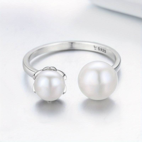 Antique Silver Pearl Adjustable Ring