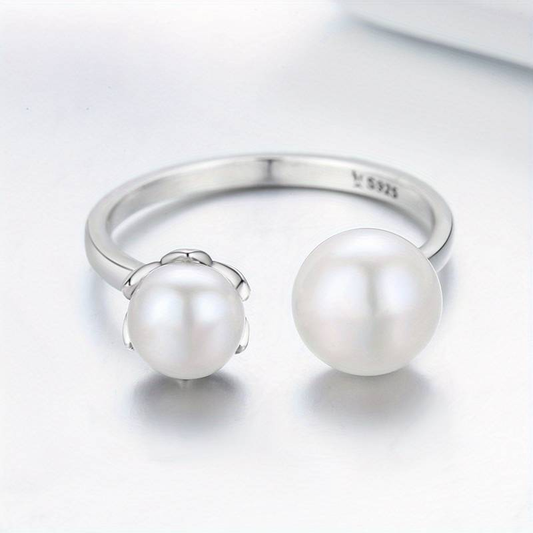 Antique Silver Pearl Adjustable Ring