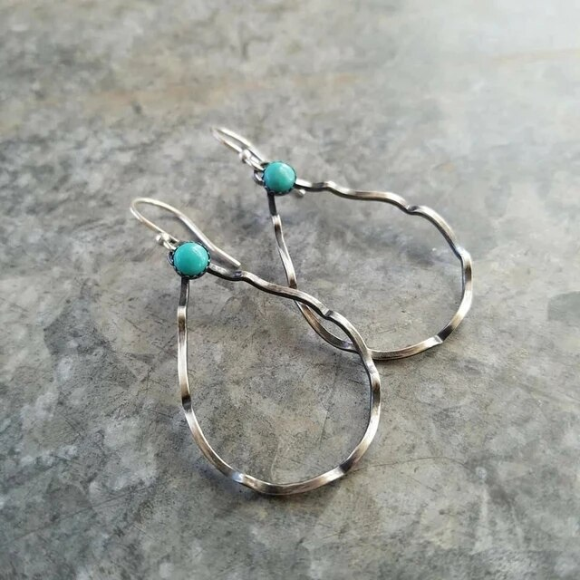 Retro Turquoise Drop Earrings