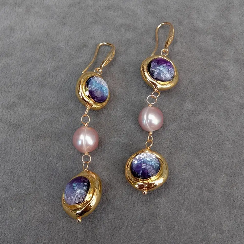 Retro Gold Rose Pearl Drop Earrings