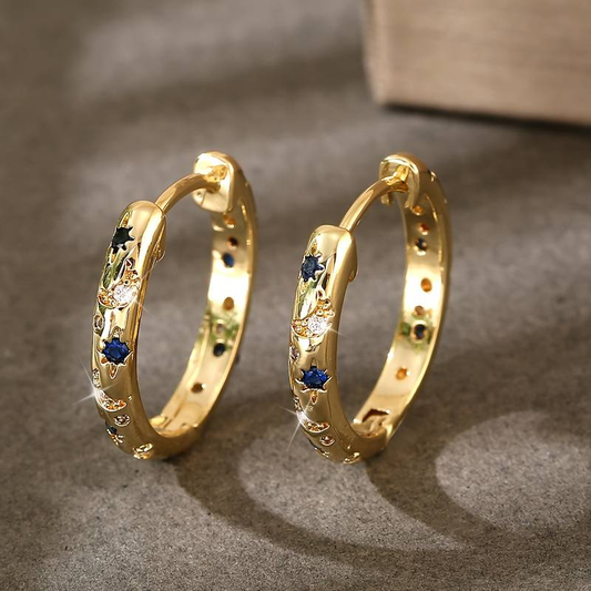 Retro Golden Radiance Hoop Earrings