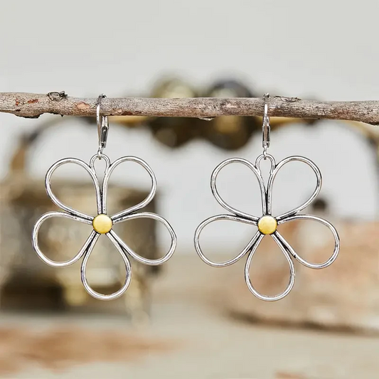 Retro Floral Silver Earrings