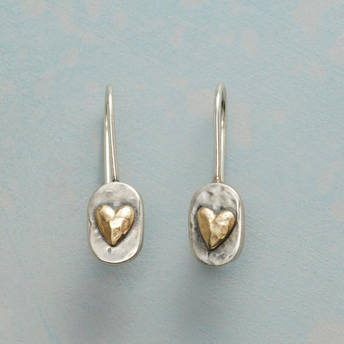 Retro Gold Inlay Heart Earrings