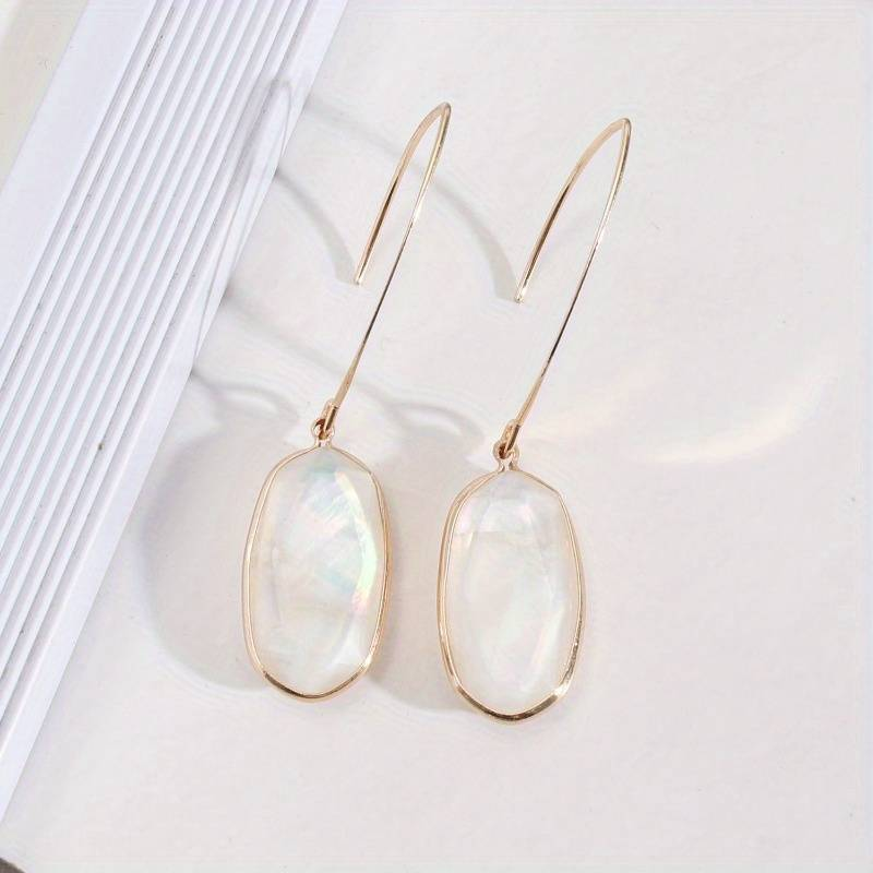 Retro White Stone Drop Earrings