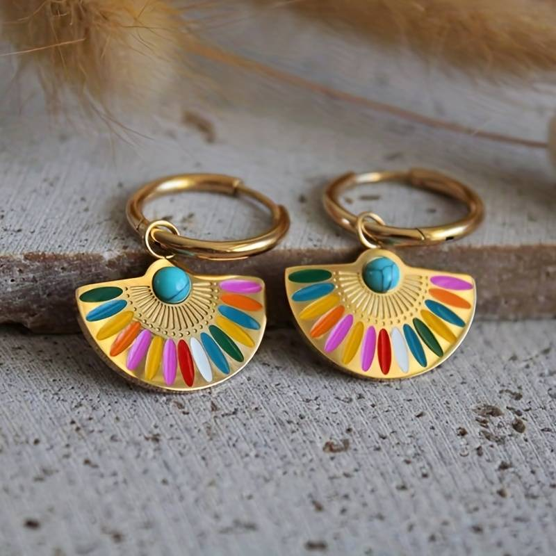 Retro Vibrant Gold Earrings
