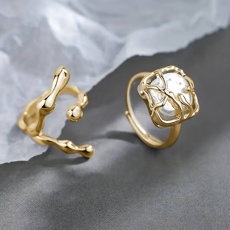 Classic Gold Pearl Ring Collection