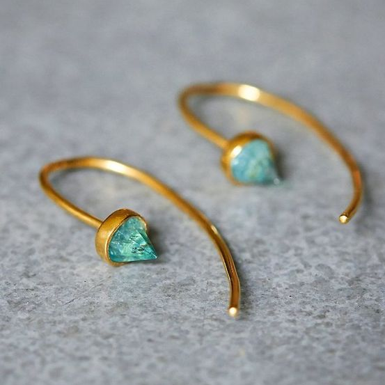 Classic Golden Earrings with Vintage Blue Diamonds