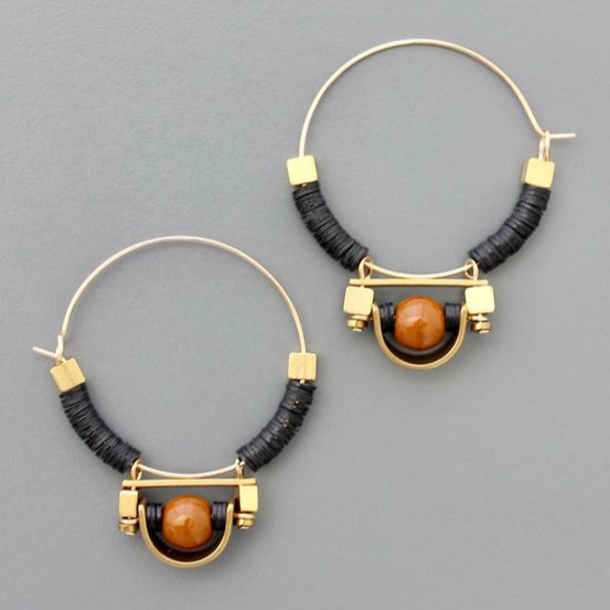 Retro Golden Orange Gemstone Earrings