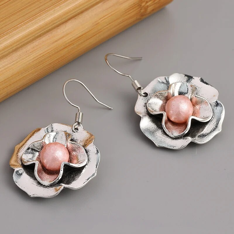 Classic Rose Pearl Floral Earrings
