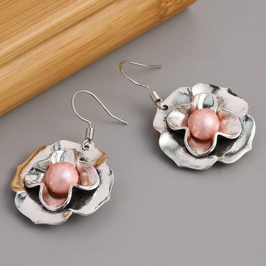 Classic Rose Pearl Floral Earrings