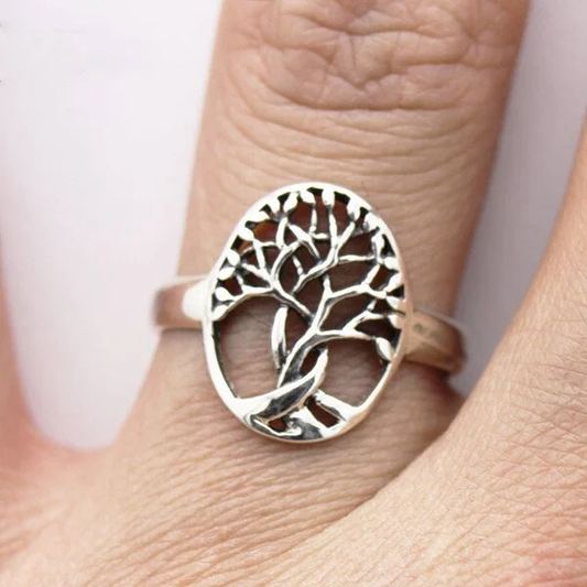 Antique Silver Tree-Inspired Ring