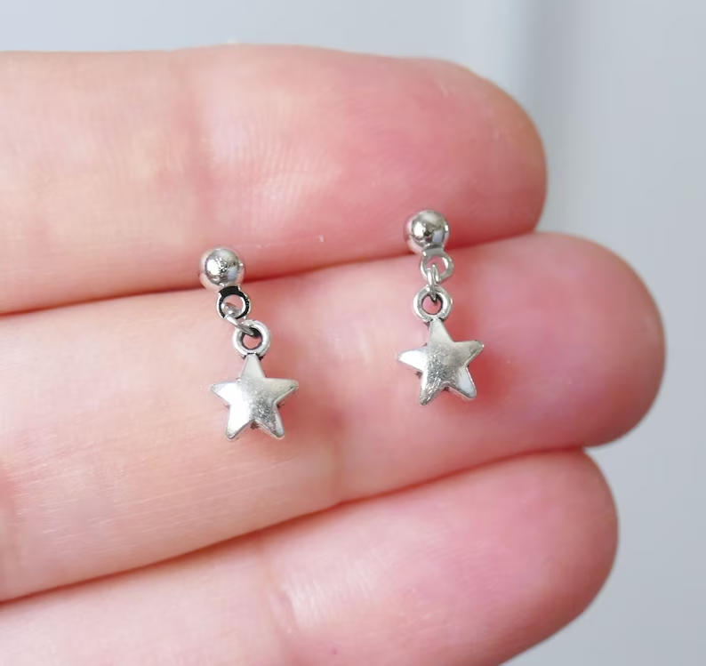 Retro Silver Star Earrings