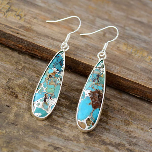 Retro Natural Stone Drop Earrings