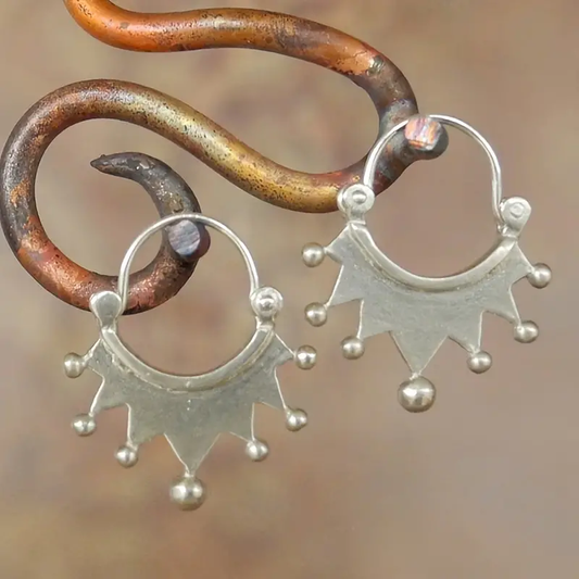 Antique Silver Tiara-Inspired Earrings