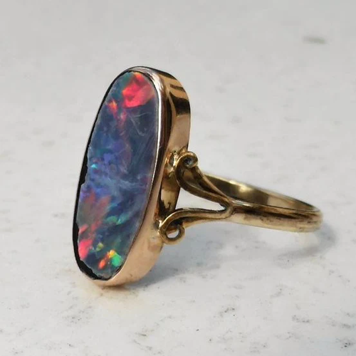 Retro Multicolored Oval Gold Ring
