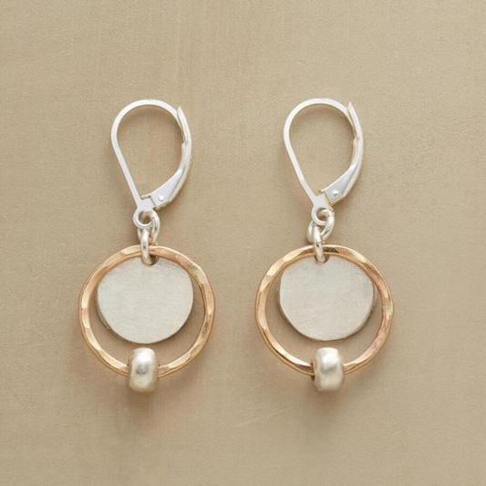 Retro Gold and Silver Saturn Earrings