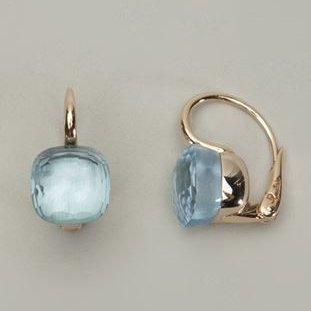 Retro Blue Crystal and Gold Earrings