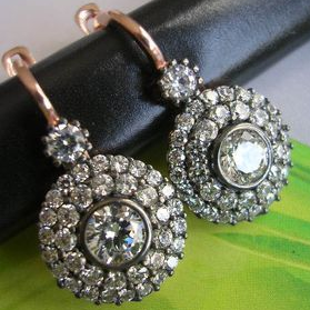 Retro Round Glass Crystal Earrings