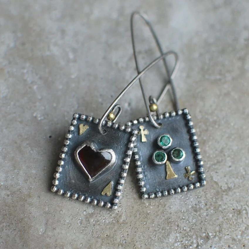 Retro Card-Inspired Earrings