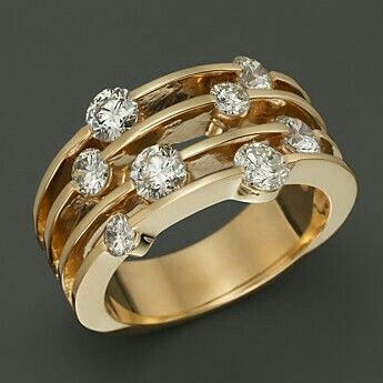 Retro Gold-Plated Layered Zirconia Ring