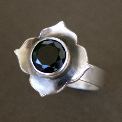 Antique Dark Crystal Floral Ring