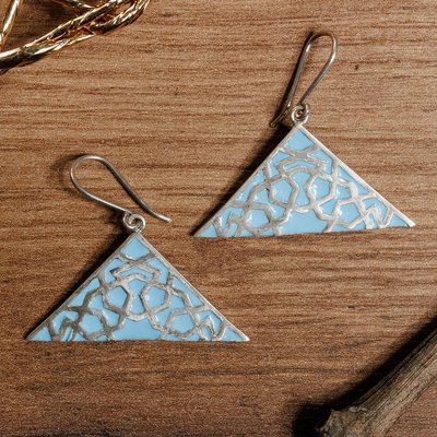 Retro Blue Triangle Earrings