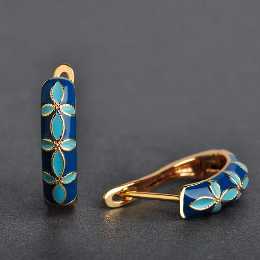Retro Blue Floral Earrings