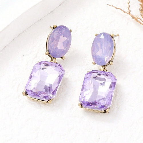 Retro Purple Crystal Earrings