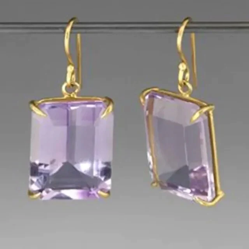 Retro Lila Gold Crystal Earrings