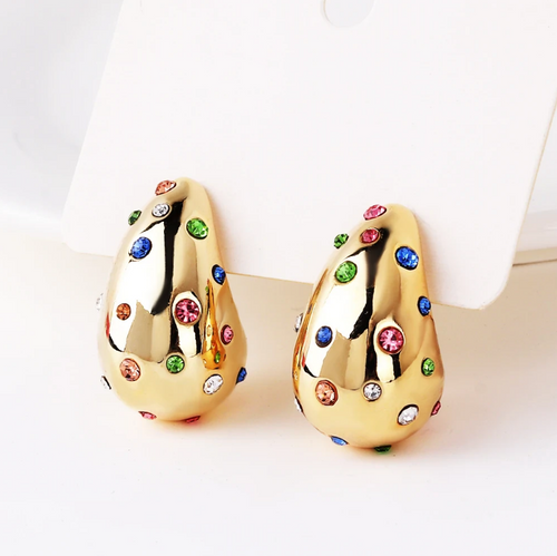 Retro Colorful Zirconia Dangle Earrings