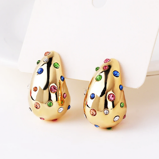 Retro Colorful Zirconia Dangle Earrings
