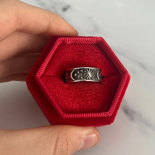 Retro Sun and Moon Ring