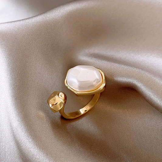 Chic Inlaid Pearl Adjustable Ring