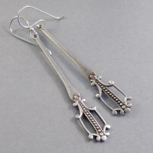 Retro Silver-Plated Drop Earrings