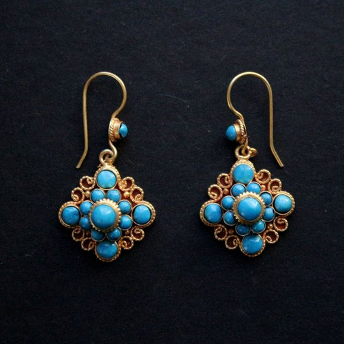 Retro Blue Stone Mandala Earrings